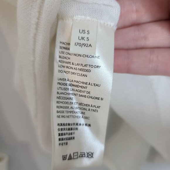 Free People Military Mix Henley Long‎ Sleeve Top Cream Combo Size Small NWT - Picture 10 of 11